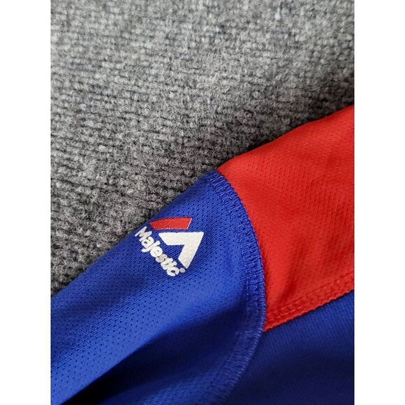 Chicago Cubs Majestic Pullover Shirt Men Sz XXL Coolbase Blue Red Sportswear - Picture 7 of 9